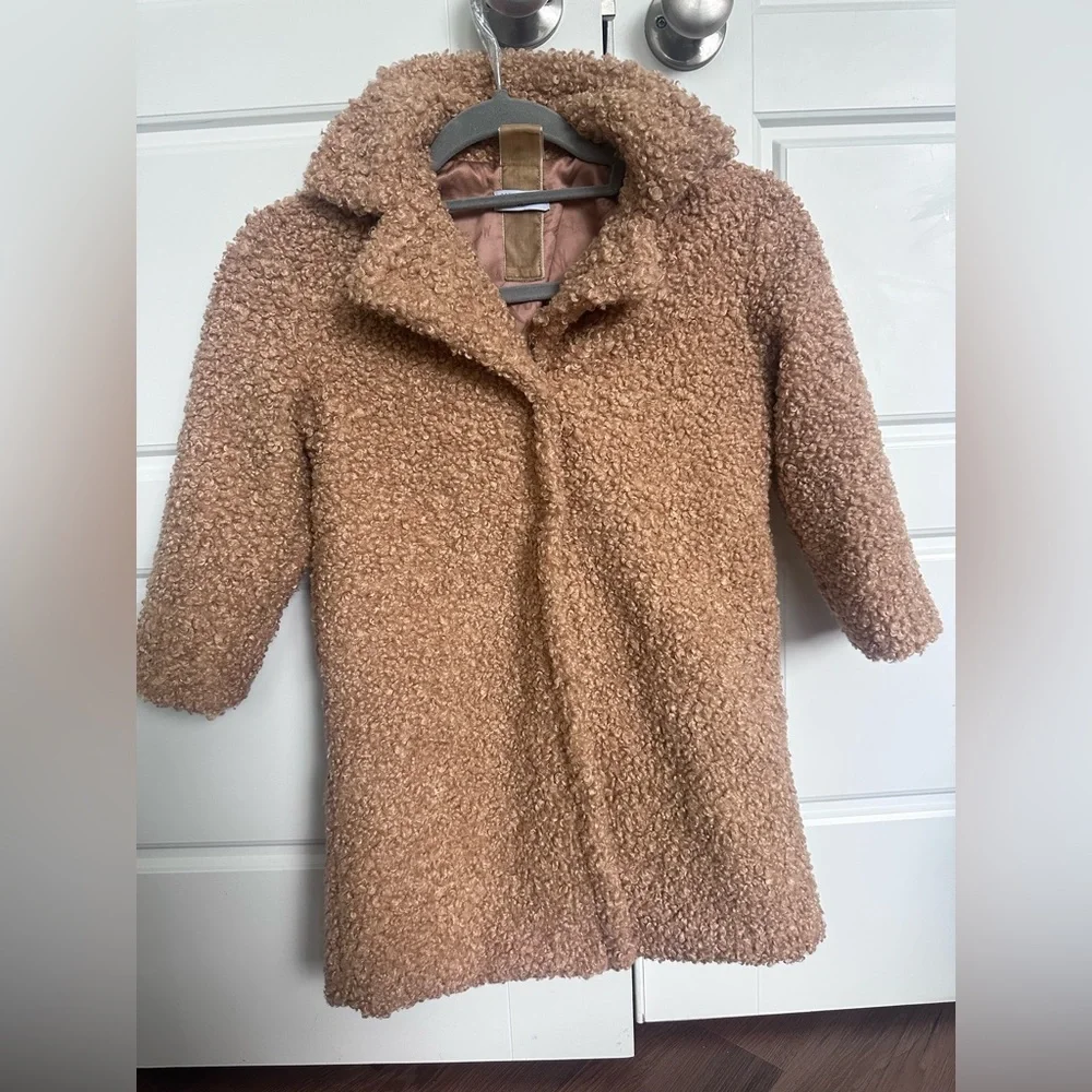 Monnalisa brown teddy coat with buttons